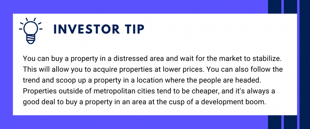 Investor tip, how to find location - buy property in a distress area and wait for the area to stabilize